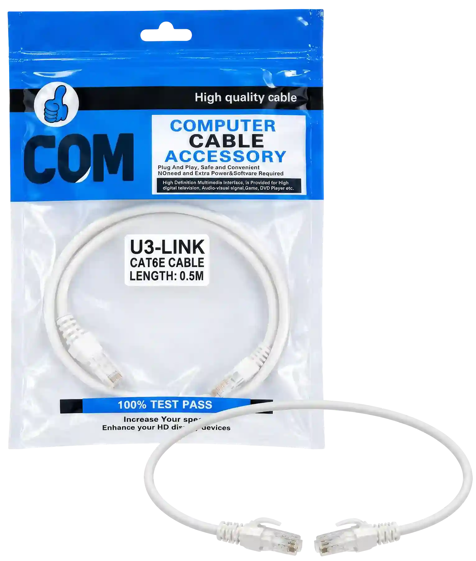 High Quality White 0.5m Patch Cord - 2
