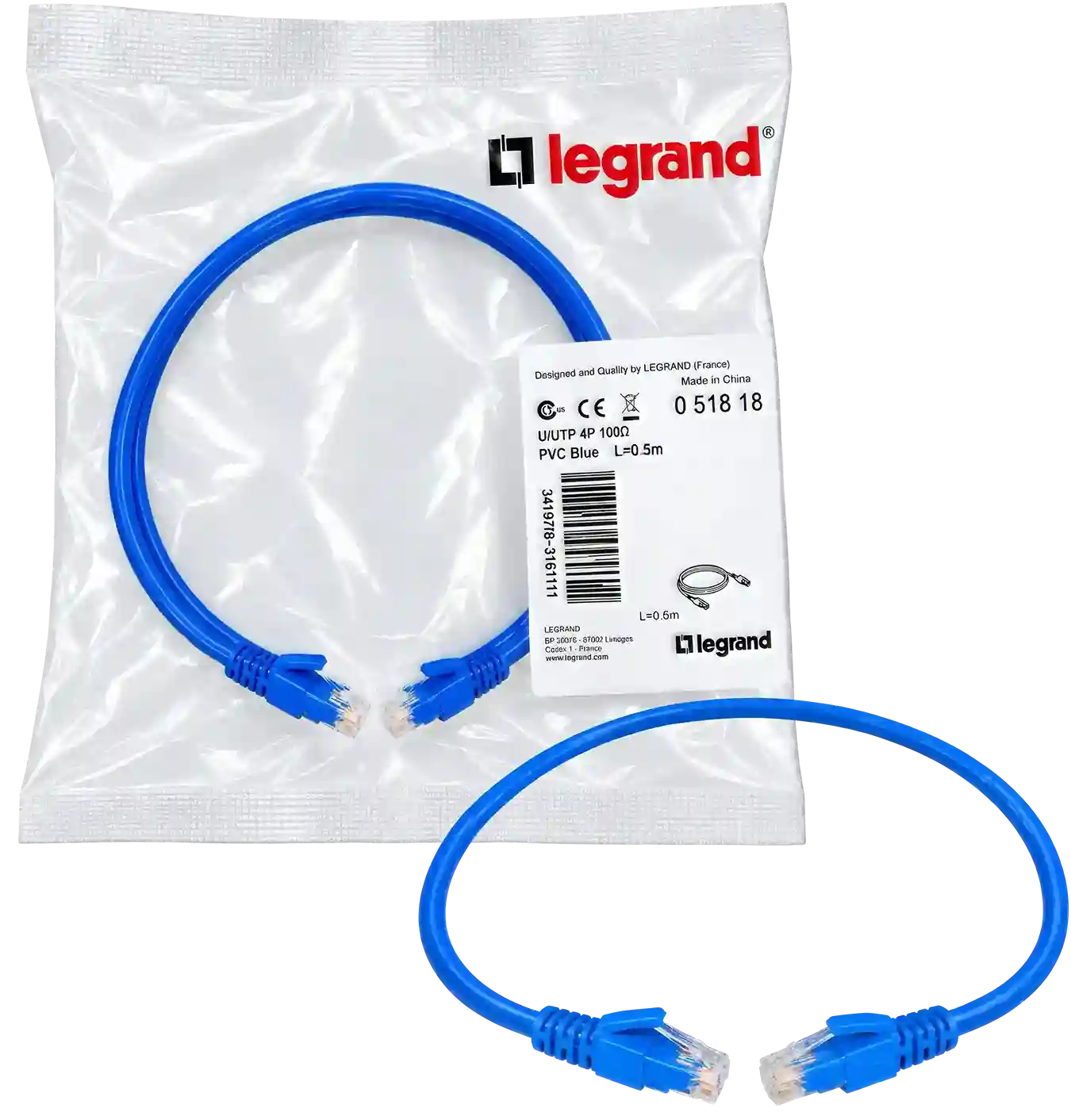 Legrand Blue 0.5m Patch Cord - 2