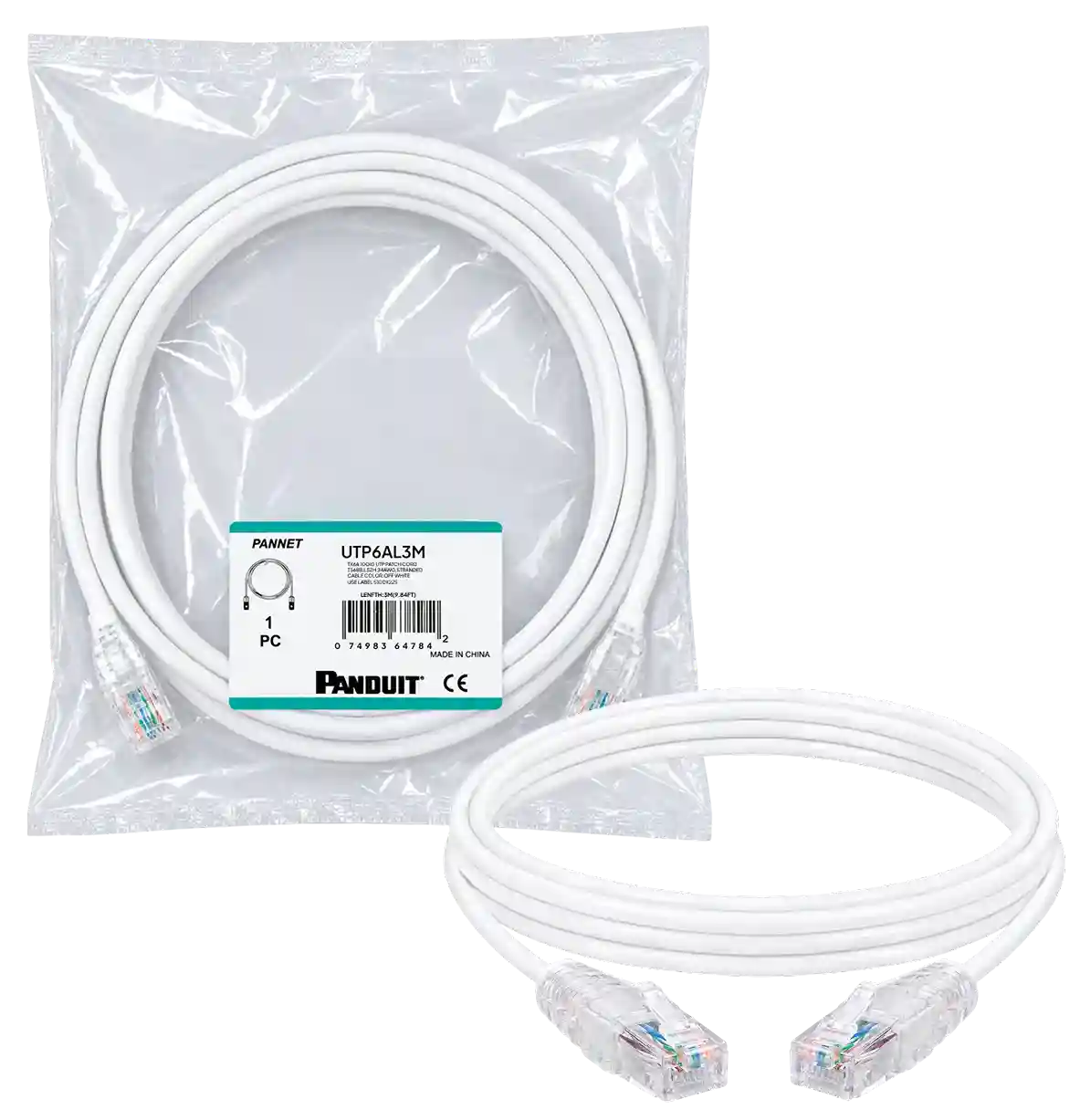 Panduit Cat6A Patch Cord White 3m - 2