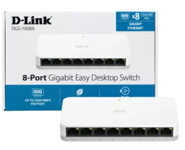 D-Link DGS-1008A 10/100/1000 Network Switch (New) - Alternate View