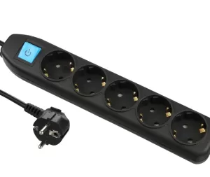 I-Lock 5-Outlets Power Strip Black